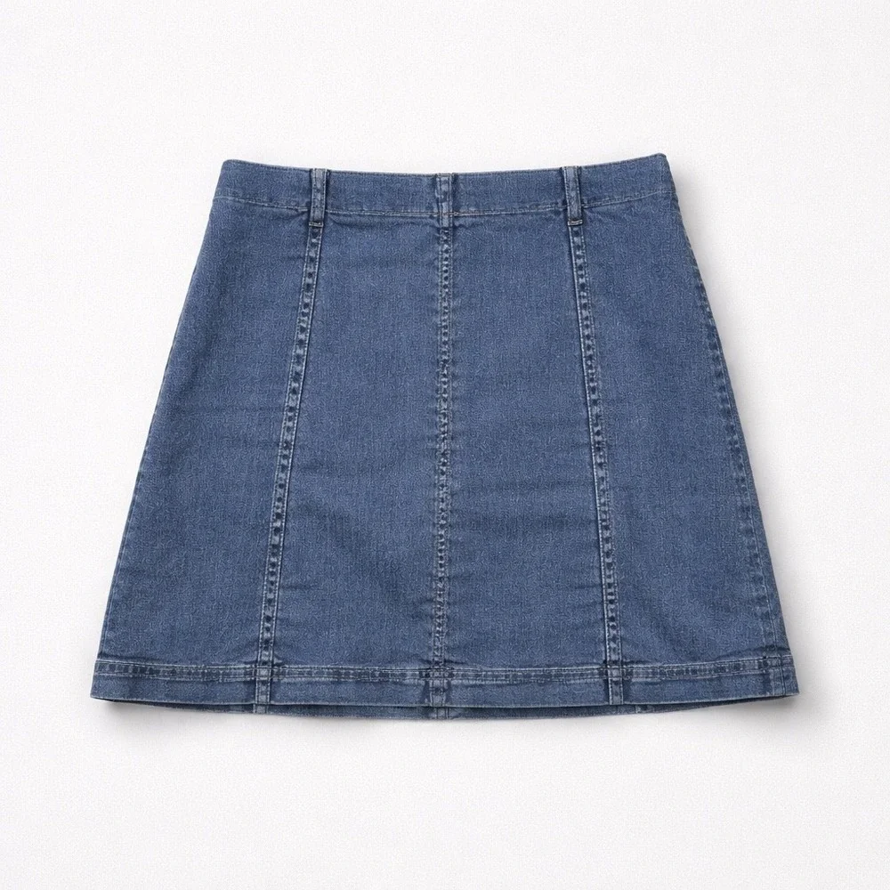 Free People Denim Mini Skirt Blue A-Line Seamed Back Zip Womens Size 4